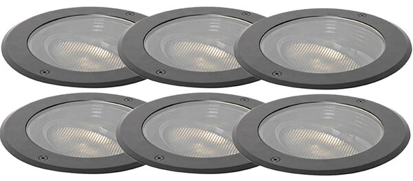 Set van 6 dimbare buiten grondspots zwart IP65 incl LED - Delux Honey