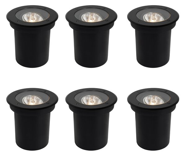 Set od 6 modernih vanjskih ugradbenih svjetala crnih AR70 podesivih IP65 - Delux