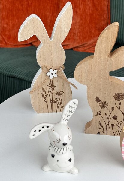 Uskrsni drveni zec FLORAL RABBIT 20 cm