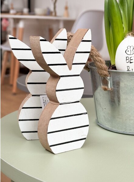 Uskršnji drveni zec WHITE BUNNY 14 cm bijeli