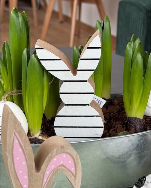 Uskršnji drveni zec WHITE BUNNY 14 cm bijeli