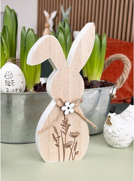 Uskrsni drveni zec FLORAL RABBIT 20 cm