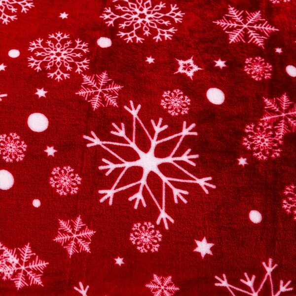 Crvena božićna mikropliš deka SNOWFALL Dimenzije: 150 x 200 cm