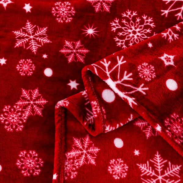 Crvena božićna mikropliš deka SNOWFALL Dimenzije: 150 x 200 cm