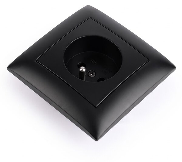 Jednostruka utičnica s uzemljenjem i okvirom OSTE JNH001-G Black