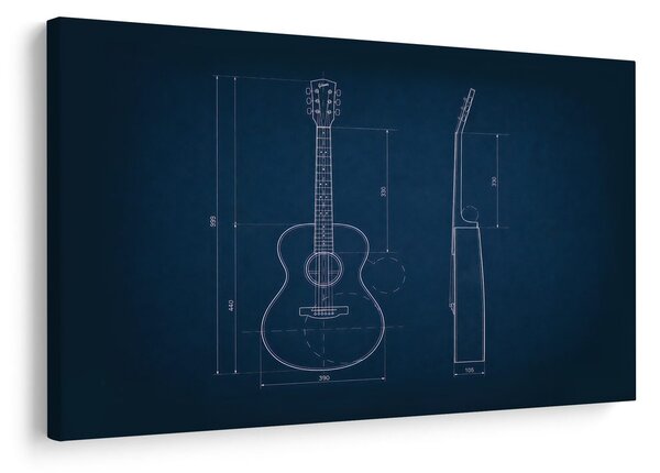 Slika tehnički crtež akustične gitare
