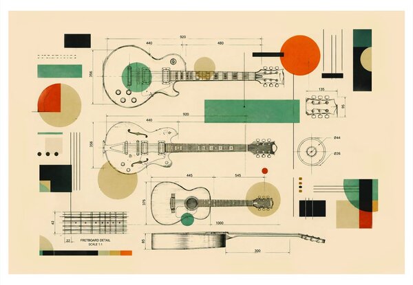 Slika tehnički crtež gitare