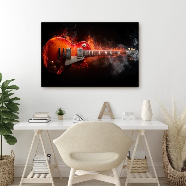 Slika električna gitara u plamenu