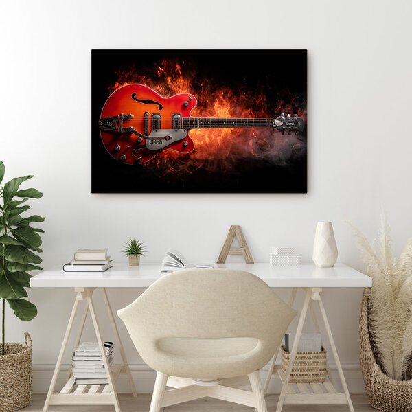 Slika električna gitara u plamenu
