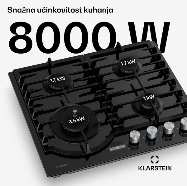 Klarstein Ignito plinsko kuhalo, 8 kW, od lijevanog željeza, tajmer, regulacija temperature