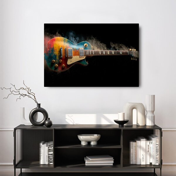 Slika gitara u šarenom dimu