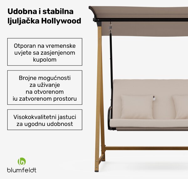 Blumfeldt ZenGrove Hollywoodska ljuljačka s 2 sjedala, individualno podesiva, otporna na vremenske uvjete, čelik obložen prahom