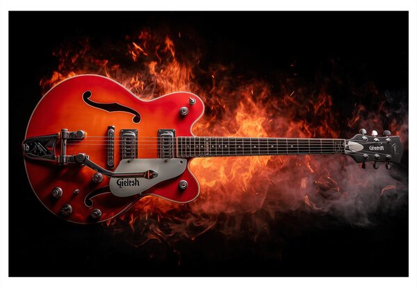 Slika električna gitara u plamenu