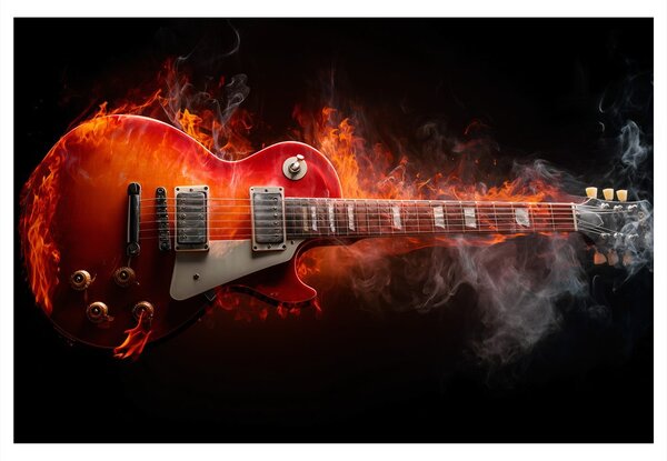 Slika električna gitara u plamenu
