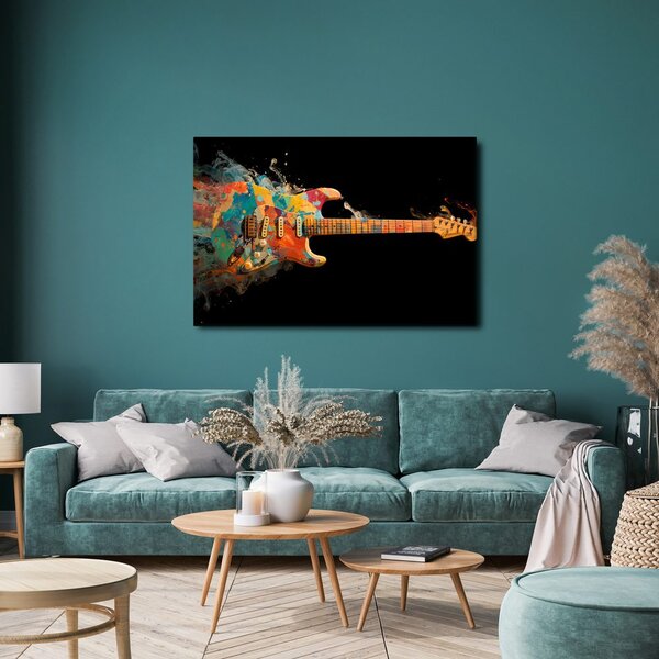 Slika gitara u vrtlogu boja