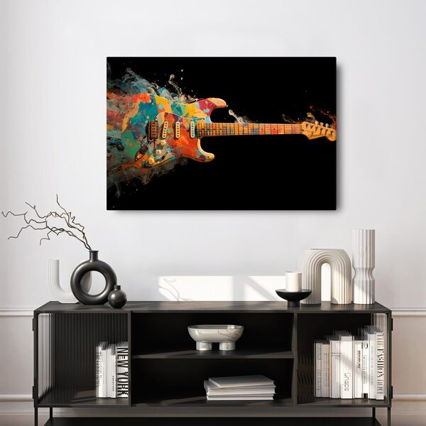 Slika gitara u vrtlogu boja