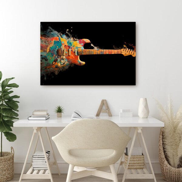 Slika gitara u vrtlogu boja