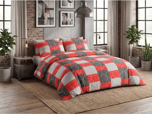 Pamučna posteljina SQUARES BLEND crvena Dimenzije posteljine: 70 x 90 cm | 140 x 200 cm