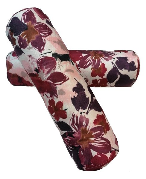 Navlaka za ukrasni jastuk - valjak s patentom fi 14x50 cm cvijetni uzorak