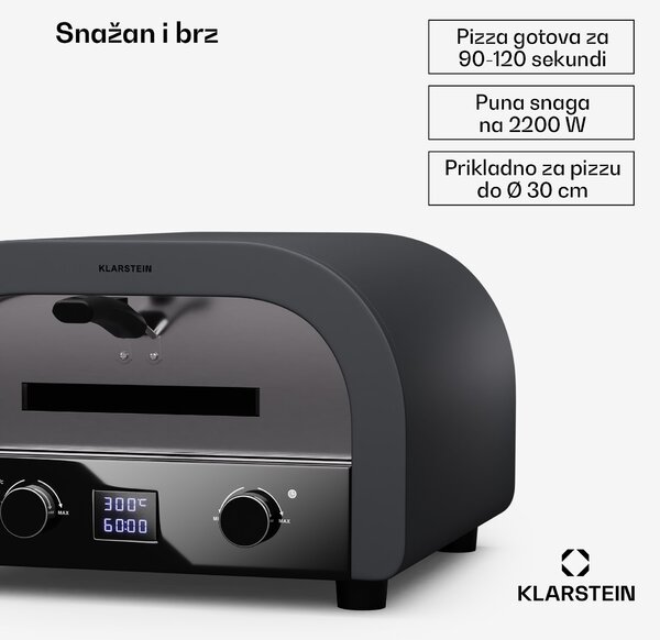 Klarstein FornoVetro, pećnica za pizzu, dupli grijaći elementi, 2200 W, 550 °C, Cool Touch, unutarnja i vanjska