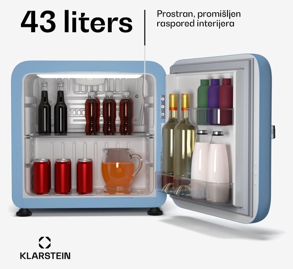 Klarstein Mini hladnjak Audrey Evo, 43 l, retro dizajn, tiho, kompaktan, 3 boje