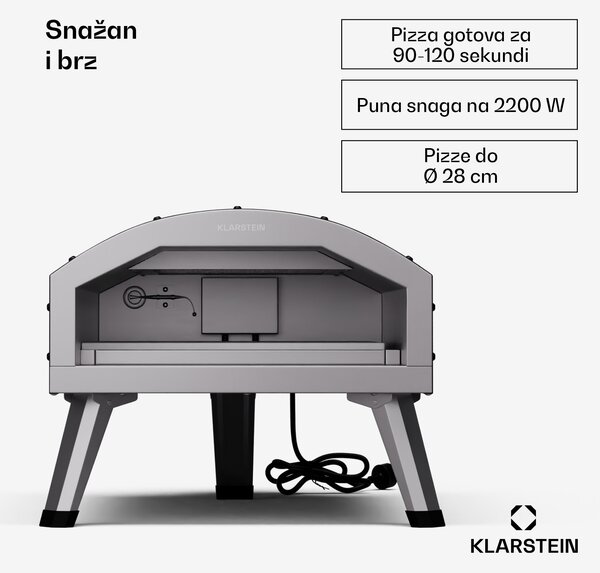 Klarstein LaFiamma, peć za pizzu, dvostruka grijača, 2000 W, 450 °C, unutarnja i vanjska