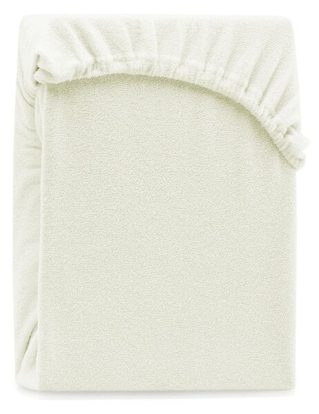 Krem-bijela plahta s gumicom s visokim udjelom pamuka AmeliaHome Ruby, 100/120 x 200 cm