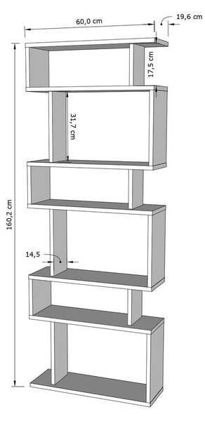 Bijela/prirodna polica za knjige u dekoru hrasta 60x160 cm Bates – Kalune Design