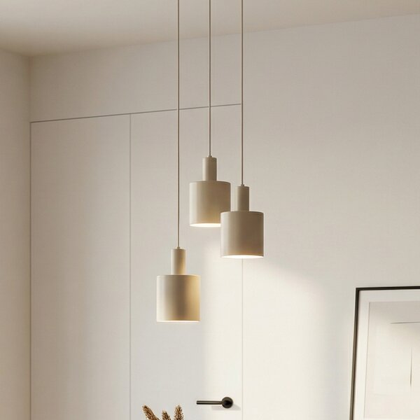 Lindby viseća lampa Ovelia, bež, 3 žarulje, metal, E27, prigušiva, Bež, Kuhinja, Metal