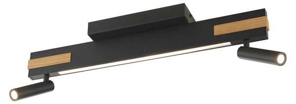 Brilliant LED stropni reflektor Streamline, duljina 60 cm, crni, 2 žarulje., prigušiva, Crno, Dnevni boravak/blagovaonica, Metal