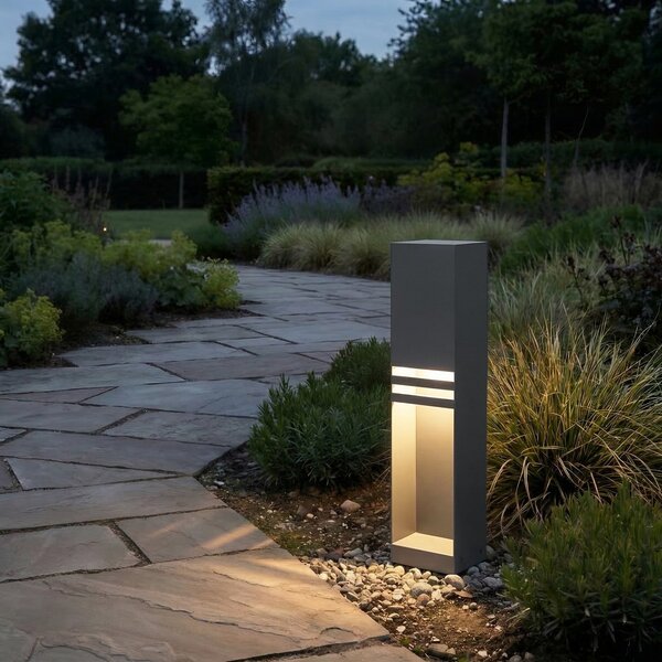 Lucande Oxido LED svjetlo za stazu, antracit, visina 50 cm, IP44, Crno, Nehrđajući čelik
