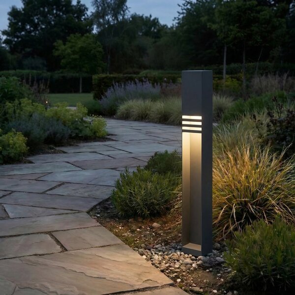 Lucande Oxido LED svjetlo za stazu, antracit, visina 80 cm, IP44, Crno, Nehrđajući čelik