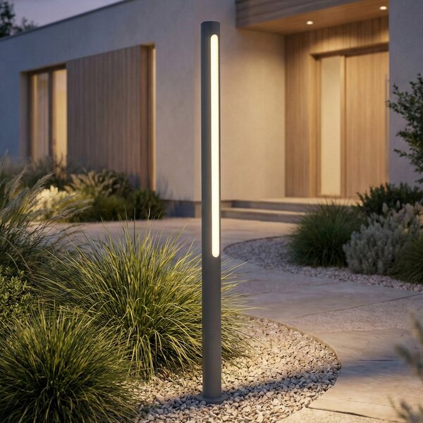 Lindby LED svjetiljka za stazu Liravel, visina 90 cm, antracit, IP65, Crno, Aluminij