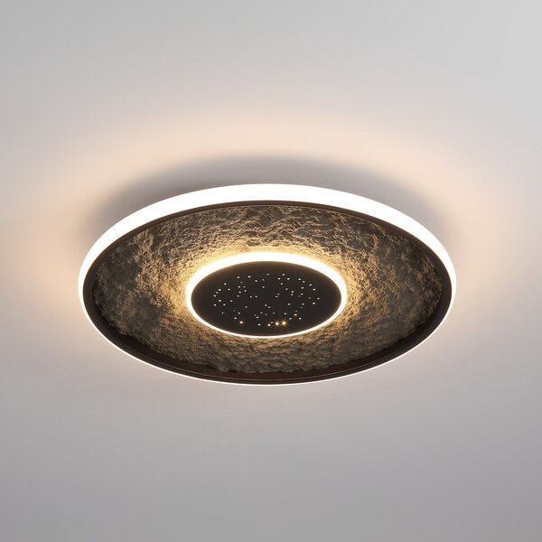 Searchlight Lumadisc LED stropna svjetiljka, efekt zvijezde, crna, Ø 41 cm, prigušiva, Crno, Dnevni boravak/blagovaonica, Metal