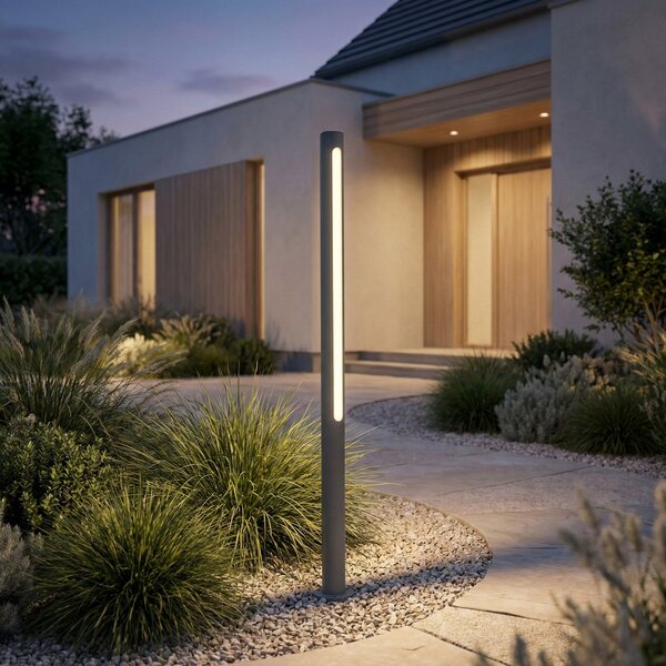 Lindby LED svjetiljka za stazu Liravel, visina 90 cm, antracit, IP65, Crno, Aluminij