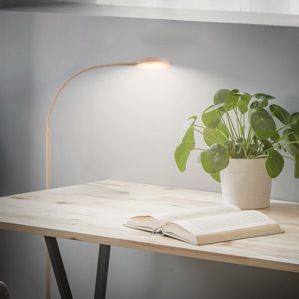 Briloner LED podna lampa Megg, bež, metalna, 3000 K, dodirni prigušivač, prigušiva, Bež, Dnevni boravak/blagovaonica, Metal