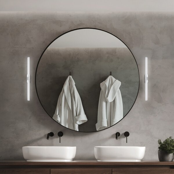 Briloner LED zidna svjetiljka Runt, duljina 60 cm, krom, 4000 K, IP44, Metalik, kupaonica, Plastika