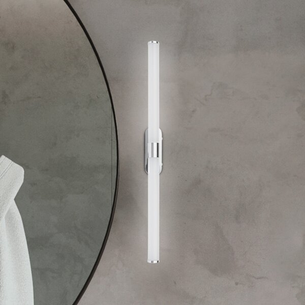 Briloner LED zidna svjetiljka Runt, duljina 60 cm, krom, 4000 K, IP44, Metalik, kupaonica, Plastika