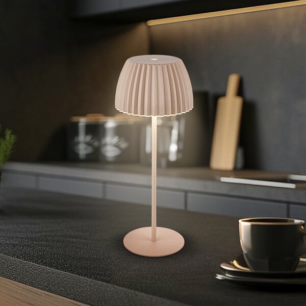 Briloner Brilo unplugged Riffle LED stolna lampa na baterije, 36 cm, bež, prigušiva, Bež, Dnevni boravak/blagovaonica, Metal