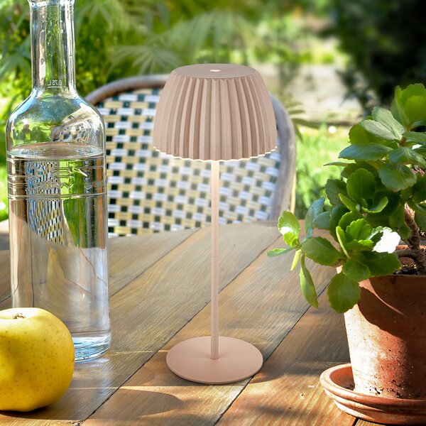Briloner Brilo unplugged Riffle LED stolna lampa na baterije, 36 cm, bež, prigušiva, Bež, Dnevni boravak/blagovaonica, Metal