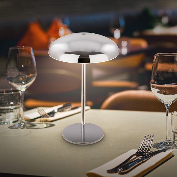 Briloner LED stolna lampa na baterije Brilo unplugged Caxa 30 cm, kromirana, prigušiva, Metalik, Dnevni boravak/blagovaonica, Metal