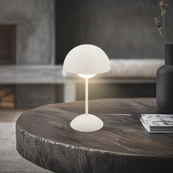 Briloner LED punjiva stolna lampa Kugel, bijela, metalna, IP44, prigušljiva, prigušiva, Bijela, Dnevni boravak/blagovaonica, Metal