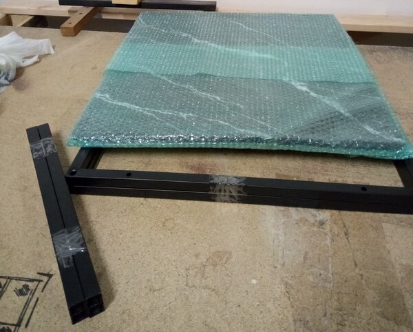 AKCIJA Konferencijski stolić s pločom u dekoru mramora ROSSI B 60x60 crni II. kvaliteta