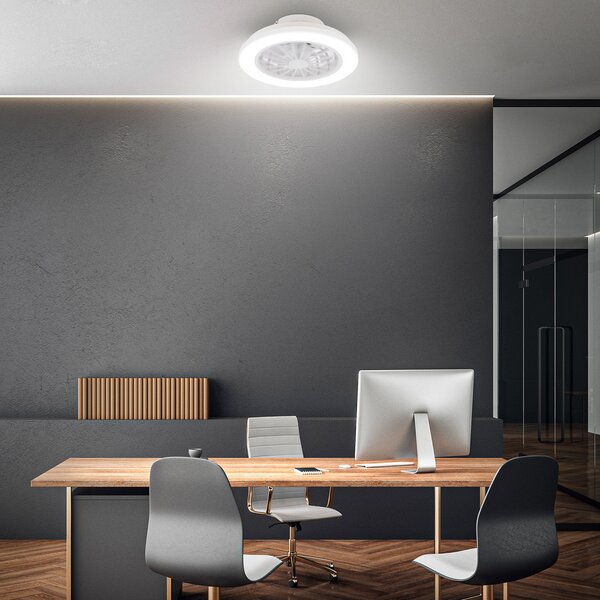 Briloner Pafo LED stropni ventilator, bijeli, plastični, CCT, daljinski upravljač, prigušiva, Bijela, spavaća soba, Plastika
