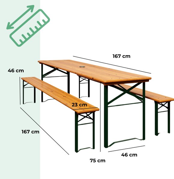 Pivski set KLASIK, 170 cm, prirodna smeđa Casaria