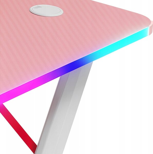 Ružičasti gaming PC stol s RGB LED rasvjetom Šírka: 120 cm