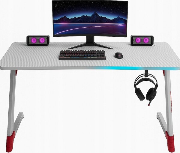 Bijeli gaming PC stol s RGB LED rasvjetom Šírka: 120 cm