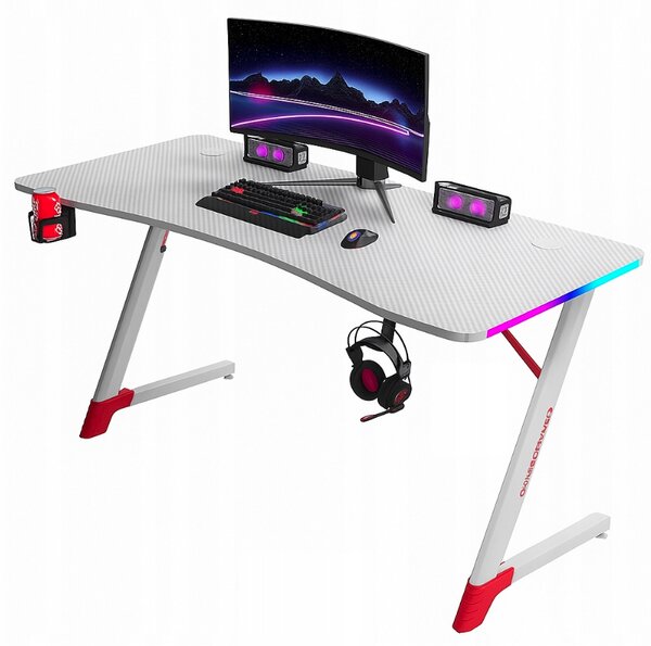 Bijeli gaming PC stol s RGB LED rasvjetom Šírka: 120 cm