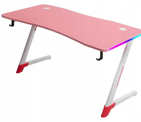 Ružičasti gaming PC stol s RGB LED rasvjetom Šírka: 120 cm