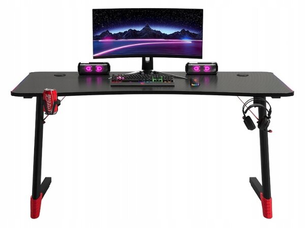 Crni stol za igranje, PC stol s RGB LED rasvjetom Šírka: 120 cm